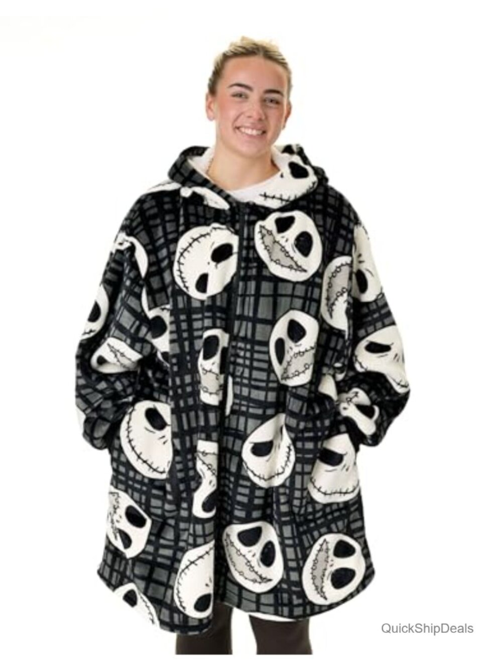 Disney Nightmare Before Christmas Sherpa Hoodie Blanket Adult
